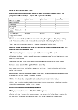 Impact of Sport Premium Grant so far… Opportunities for a larger