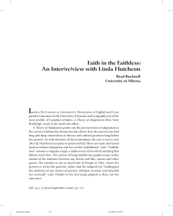 Faith in the Faithless: An Inter(re)view with Linda Hutcheon