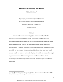 Disclosure, Credibility, and Speech - University of Virginia School of