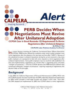 Alert PERB Decides When Negotiations Must Revive After Unilateral