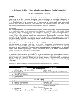 A Technology Decision &ndash; Adhesive Lamination