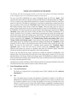 TERMS AND CONDITIONS OF THE BONDS Form, Denomination