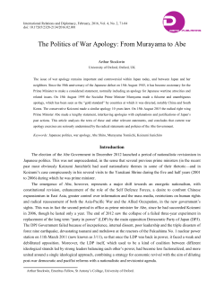 The Politics of War Apology: From Murayama to Abe
