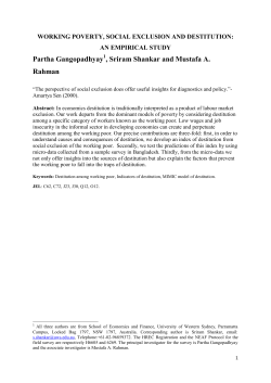 "Working Poverty, Social Exclusion and Destitution: An Empirical