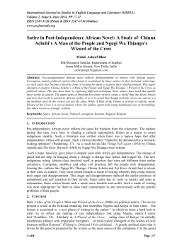 Satire in Post-Independence African Novel