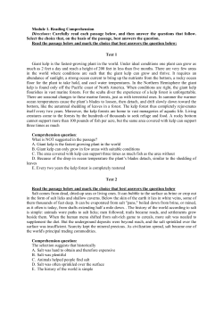 Module 1. Reading Comprehension Directions: Carefully read each