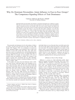Why Do Dominant Personalities Attain Influence