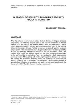 in search of security: bulgaria`s security policy in transition