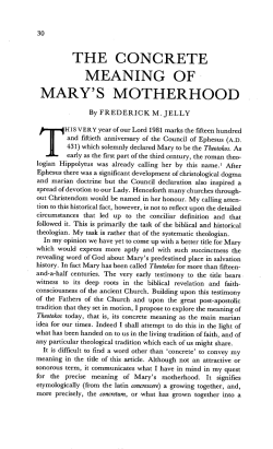 The Concrete Meaning of Mary`s Motherhood