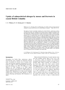 Uptake of salmon-derived nitrogen by mosses and liverworts in