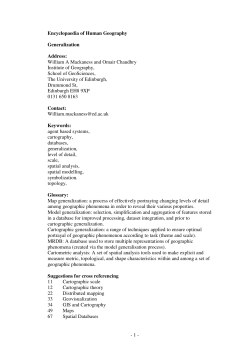 - 1 - Encyclopaedia of Human Geography Generalization Address