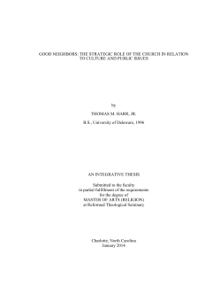 The Strategic Role of the Church in Relation to Culture and Public