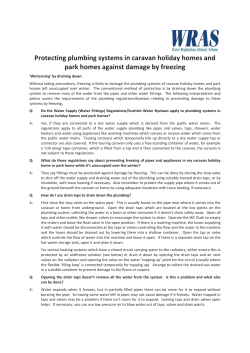Protecting plumbing systems in caravan holiday homes and
