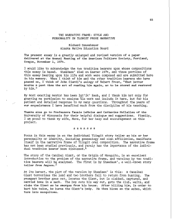 THE NARRATIVE FRAME: STYLE AND PERSONALITY IN TLINGIT