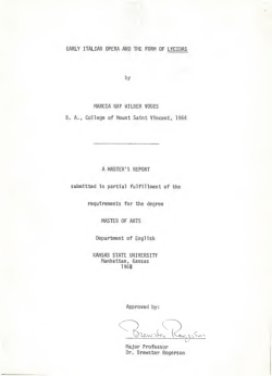Early Italian opera and the form of Lycidas - K-REx