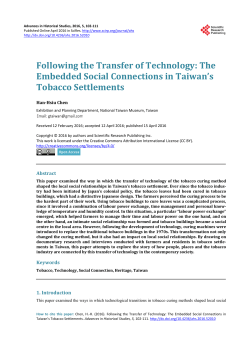 The Embedded Social Connections in Taiwan`s Tobacco Settlements