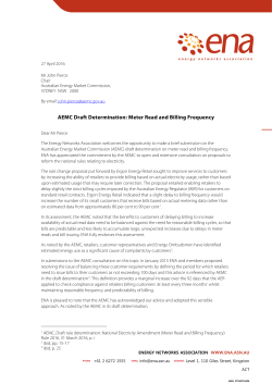 AEMC Draft Determination: Meter Read and Billing Frequency