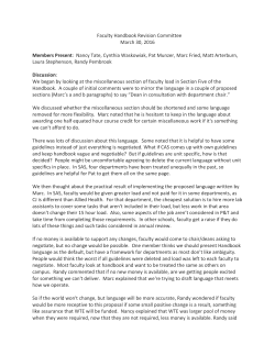 Faculty Handbook Revision Committee March 30, 2016 Members