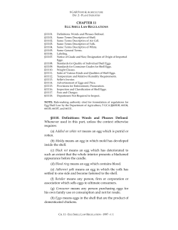 Chapter 11. Egg Shell Law Regulations