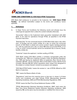 TERMS AND CONDITIONS for ICICI Bank RTGS Transactions ICICI