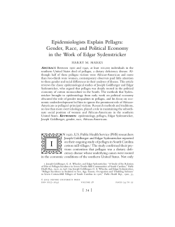 Epidemiologists Explain Pellagra: Gender, Race, and Political