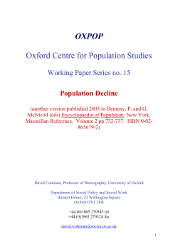 Population Decline - Department of Social Policy and Intervention