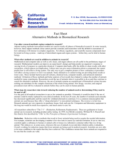 Fact Sheet Alternative Methods in Biomedical Research California