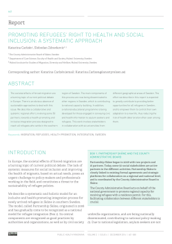 Promoting refugees` right to health and social inclusion