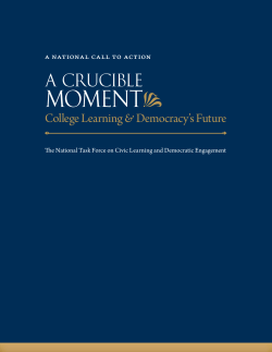 A Crucible Moment: College Learning and Democracy`s Future