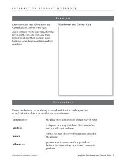 Draw an outline map of Southwest and Central Asia in the box to the