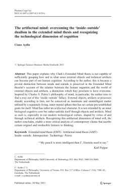 The artifactual mind: overcoming the `inside&ndash;outside` dualism in the