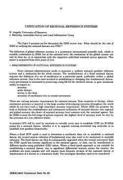 27 UNIFICATION OF REGIONAL REFERENCE SYSTEMS W