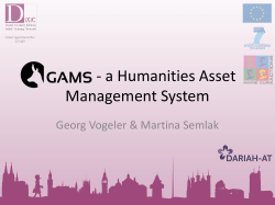 GAMS &ndash; a Humanities Asset Management System
