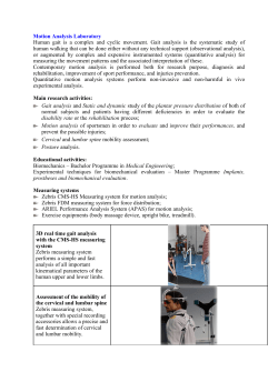 Motion Analysis Laboratory Human gait is a complex and cyclic