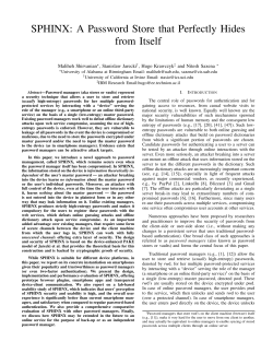 SPHINX: A Password Store that Perfectly Hides from Itself