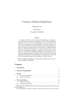 Carnap on Empirical Significance - Philsci