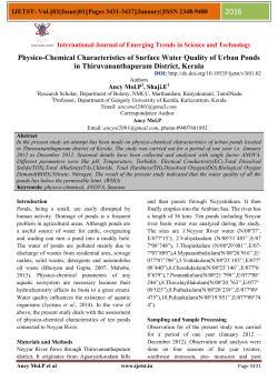 Physico-Chemical Characteristics of Surface Water Quality of Urban