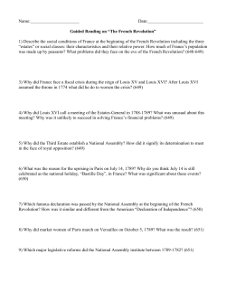 Guided Reading on &ldquo;The French Revolution&rdquo;