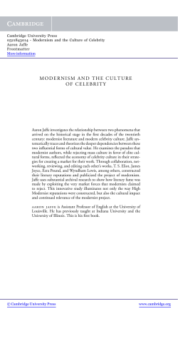 MODERNISM AND THE CULTURE OF CELEBRITY