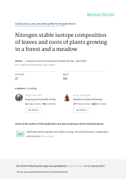 Nitrogen stable isotope composition of leaves and roots of plants