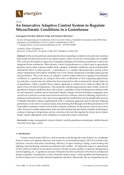 An Innovative Adaptive Control System to Regulate Microclimatic