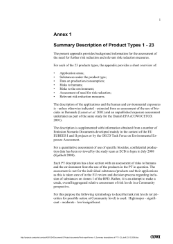 Annex 1 - Summary descriptions of product types 1-23