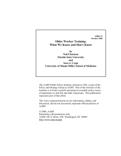 Older Worker Training: What We Know and Don`t Know
