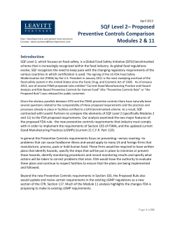 SQF Level 2&ndash; Proposed Preventive Controls Comparison Modules 2