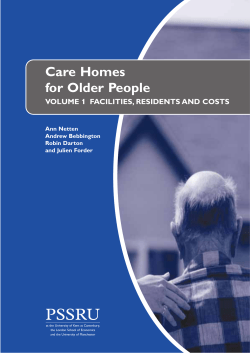 Care Homes for Elderly People: Volume 1. Facilities
