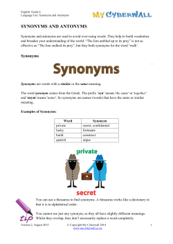 SYNONYMS AND ANTONYMS