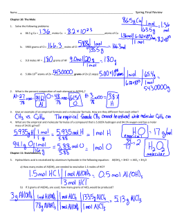 Name Spring Final Review Chapter 10: The