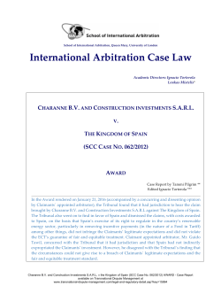 Charanne B.V. and Construction Investments S.A.R.L. v. The