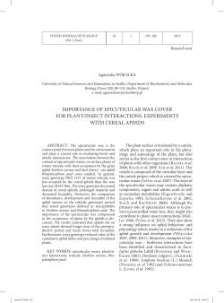 importance of epicuticular wax cover for plant/insect interactions