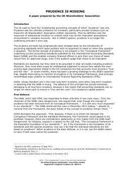 Prudence is Missing - UK Shareholders` Association